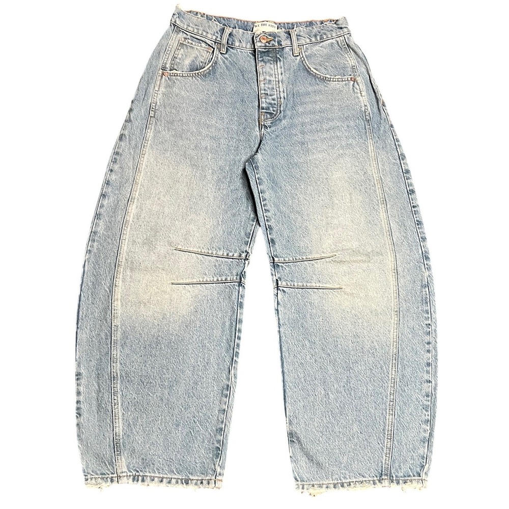 We The Free Free People Good Luck Barrel Jeans Light Wash Blue Size 27 Wide Leg